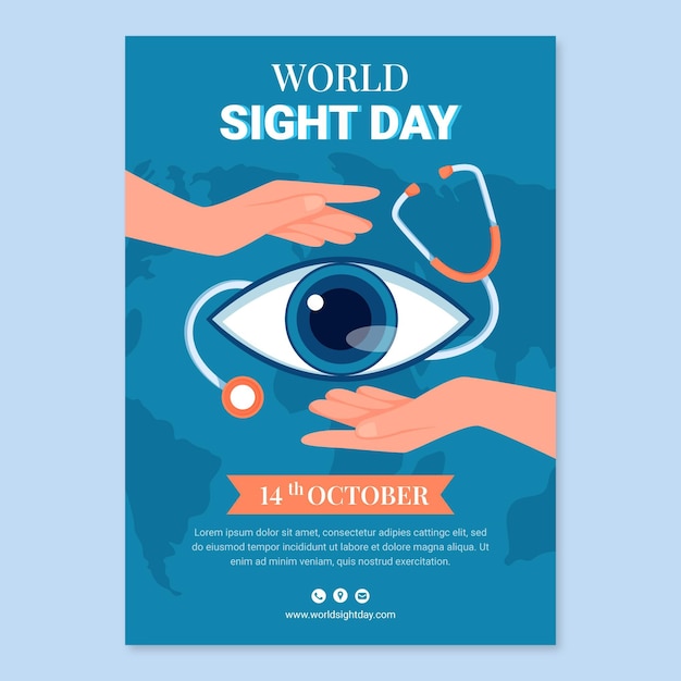 Flat world sight day vertical poster template