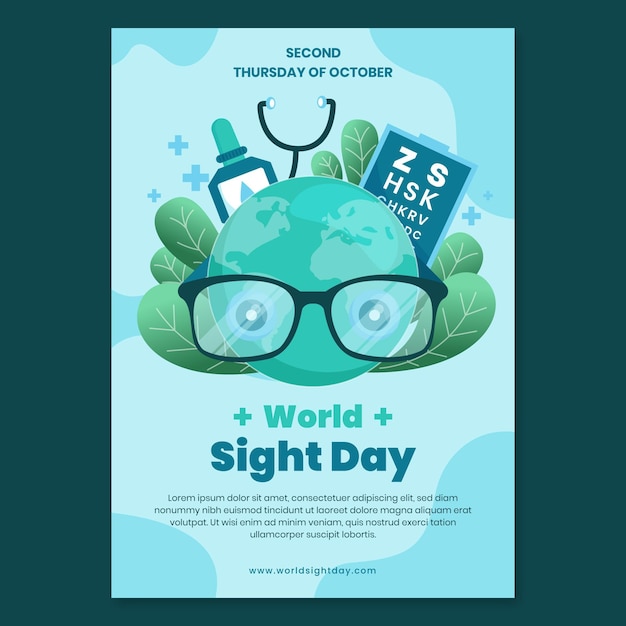 Flat world sight day vertical poster template