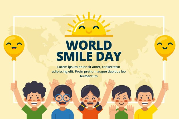 Flat world smile day background