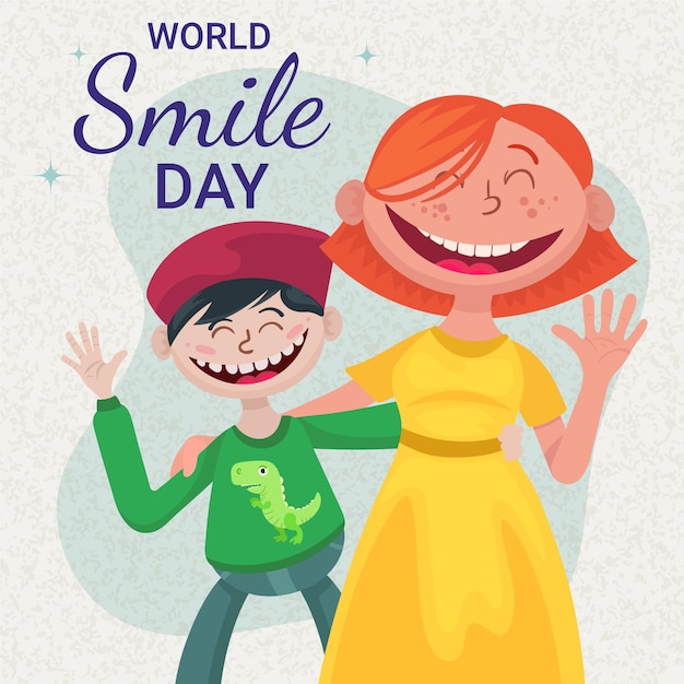 Flat world smile day illustration