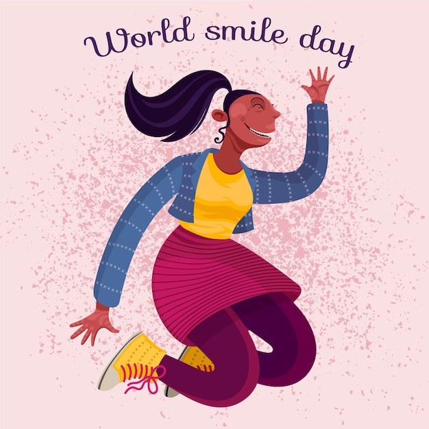 Flat world smile day illustration