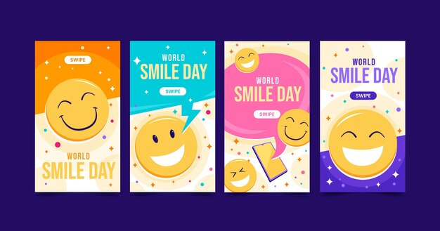 flat world smile day instagram stories collection