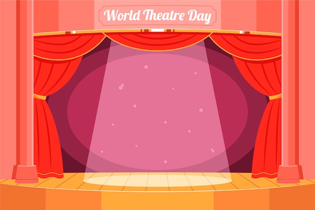 Flat world theatre day background