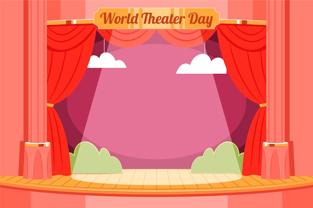 Flat world theatre day background