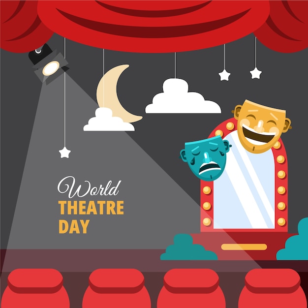 Flat world theatre day background