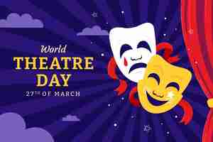 Free vector flat world theatre day background