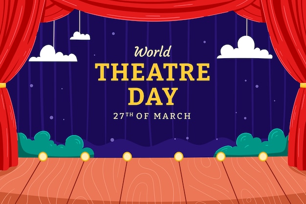 Flat world theatre day background