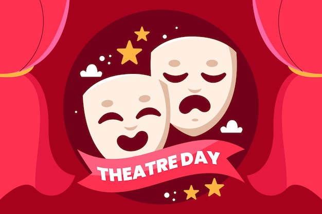 Flat world theatre day background