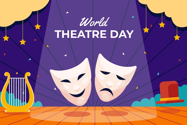 Free vector flat world theatre day background