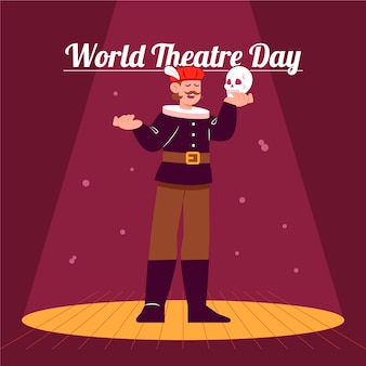Flat world theatre day illustration