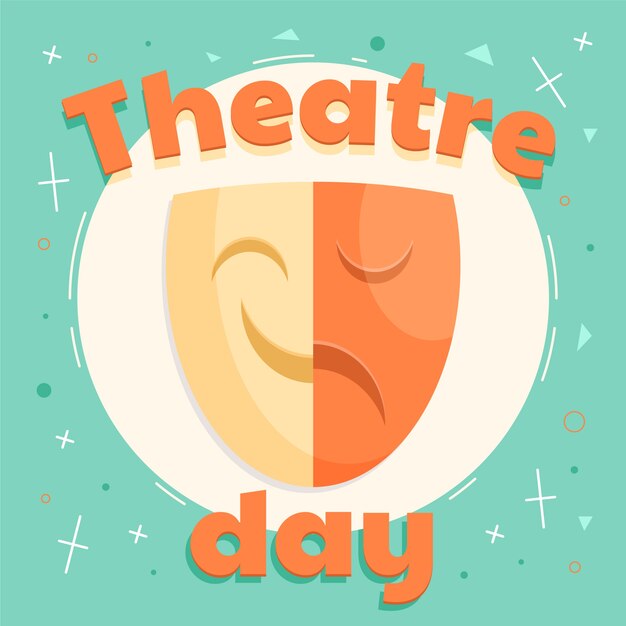 Flat world theatre day illustration
