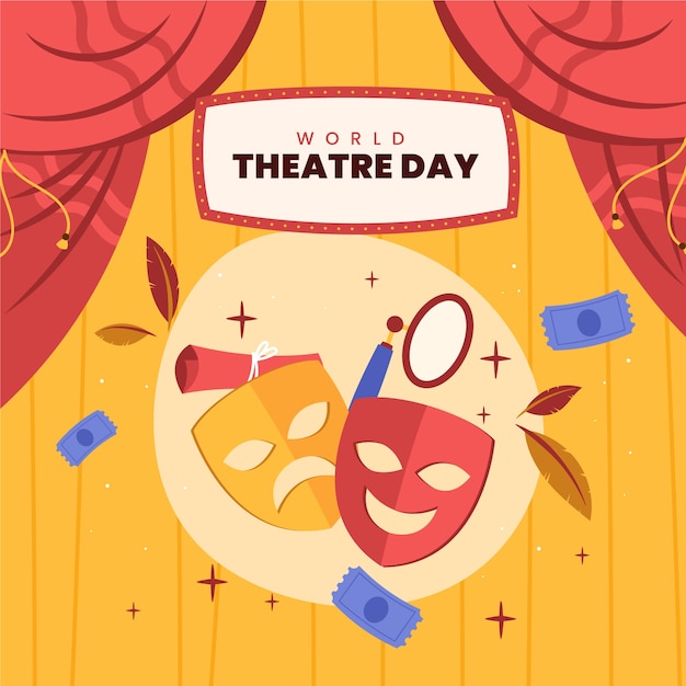 Illustrazione della giornata mondiale del teatro piatto
