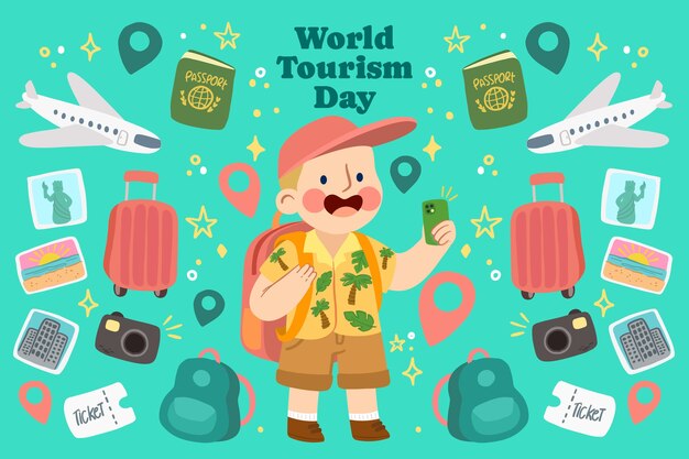 Free vector flat world tourism day background