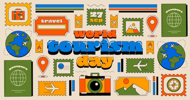 Fondo di giorno di turismo piatto del mondo