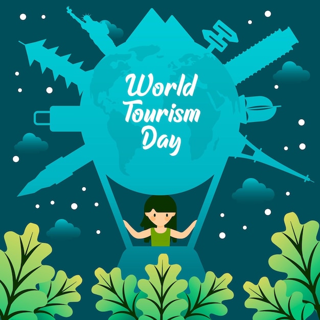 Flat world tourism day concept