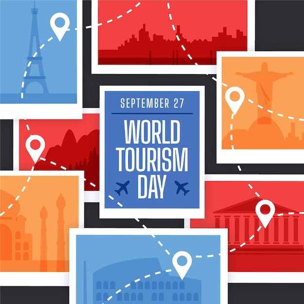 Free vector flat world tourism day concept