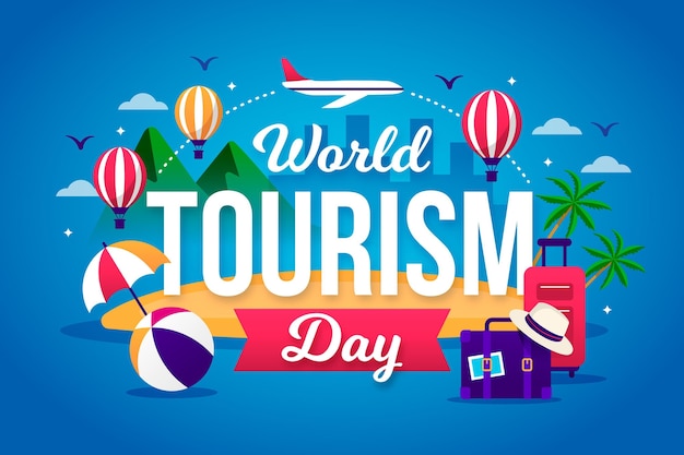 Flat world tourism day concept