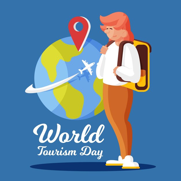 Flat world tourism day illustration