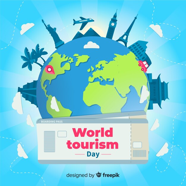 Flat world tourism day with tickets