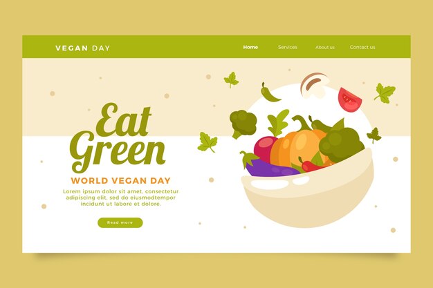 평평한 세계 채식주의의 날 방문 페이지 템플릿