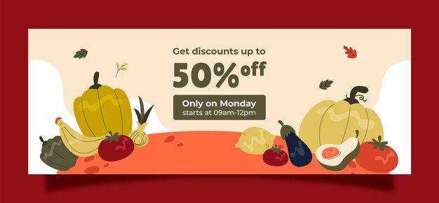 flat world vegan day social media cover template