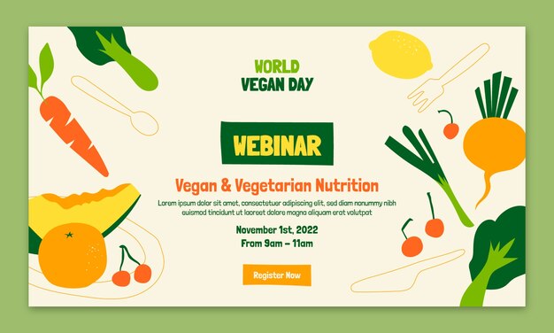 Flat world vegan day webinar template