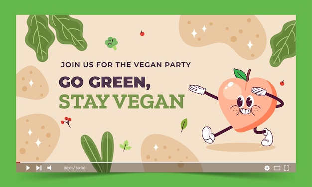 Free vector flat world vegan day youtube thumbnail