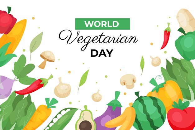 Flat world vegetarian day background