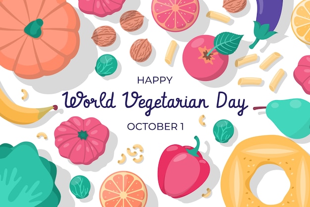 Free vector flat world vegetarian day background