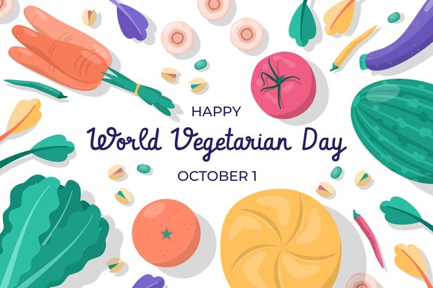 Flat world vegetarian day background