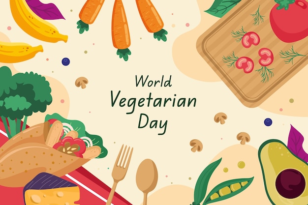 Flat world vegetarian day background