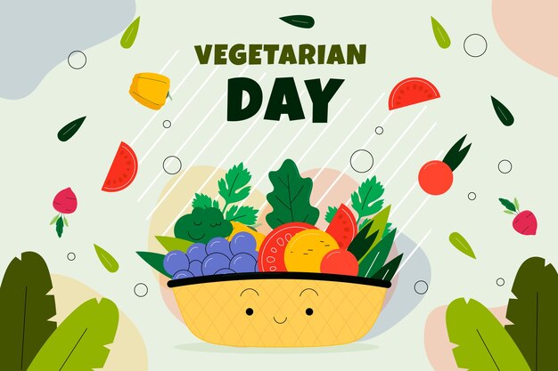 Flat world vegetarian day background