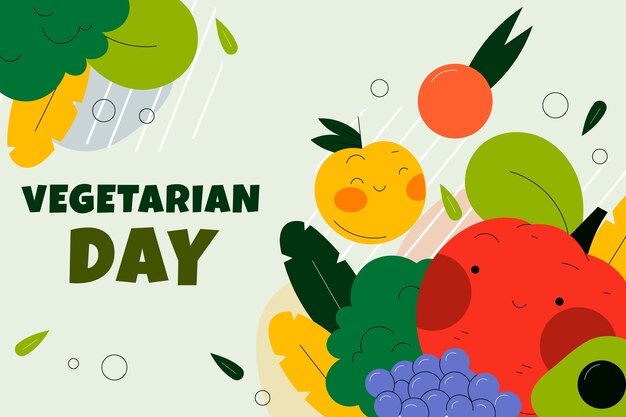 Flat world vegetarian day background