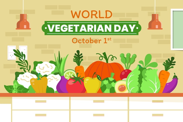 Free vector flat world vegetarian day background