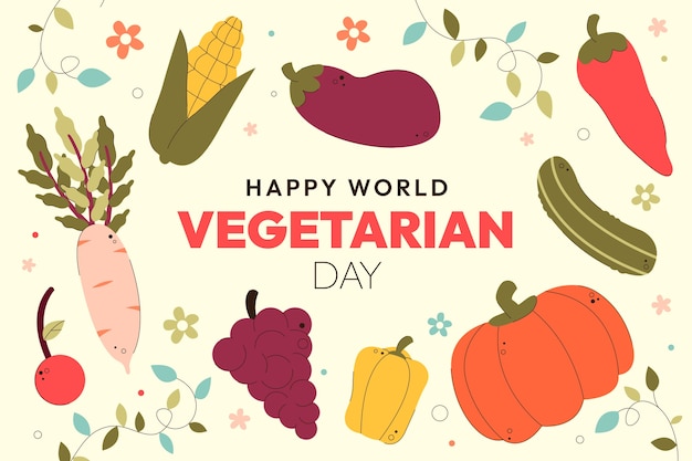 Flat world vegetarian day background