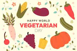 Vettore gratuito fondo piatto del giorno vegetariano del mondo