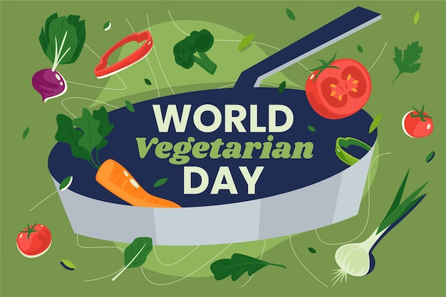 Flat world vegetarian day background