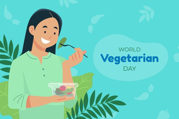 Flat world vegetarian day background