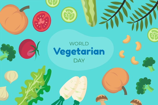 Free vector flat world vegetarian day background