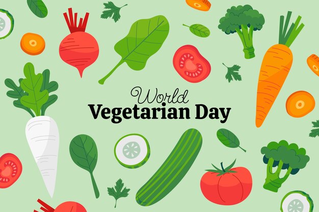 Flat world vegetarian day background