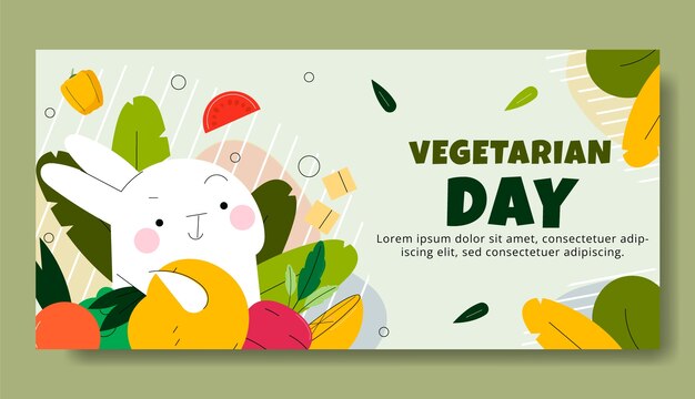 Flat world vegetarian day horizontal banner template