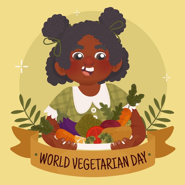 Free vector flat world vegetarian day illustration