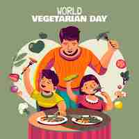 Vettore gratuito illustrazione della giornata mondiale vegetariana piatta
