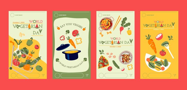 flat world vegetarian day instagram stories collection