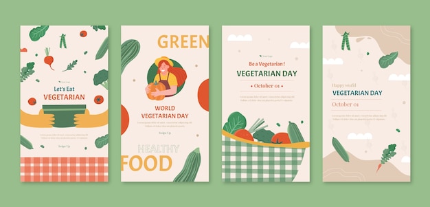 flat world vegetarian day instagram stories collection