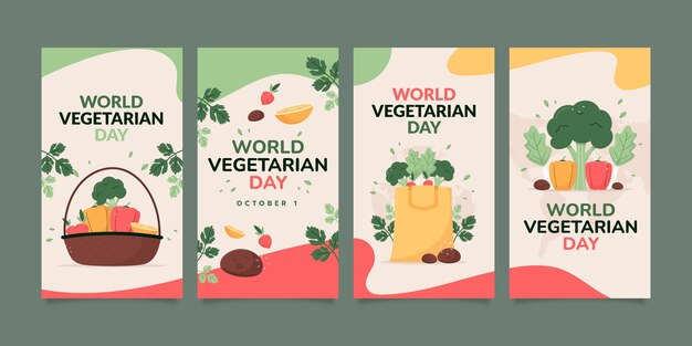 flat world vegetarian day instagram stories collection