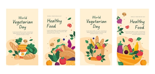 flat world vegetarian day instagram stories collection