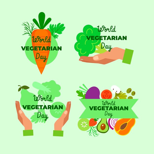Коллекция этикеток дня вегетарианцев плоского мира