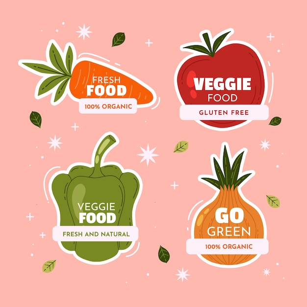 Free vector flat world vegetarian day labels collection