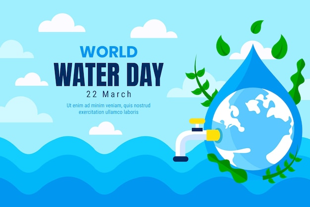 Flat world water day background